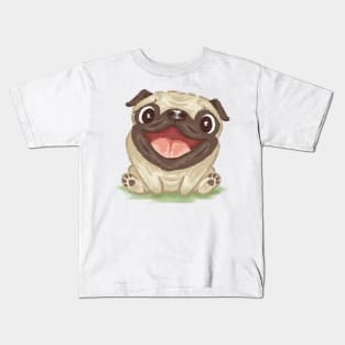 Happy pug dog Kids T-Shirt